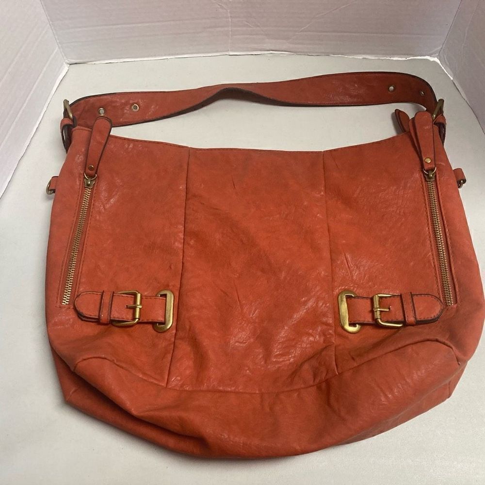 BUENO Women’s Orange Handbag Purse‎ Tote Size 16.5 X 5X9.5 Faux Leather